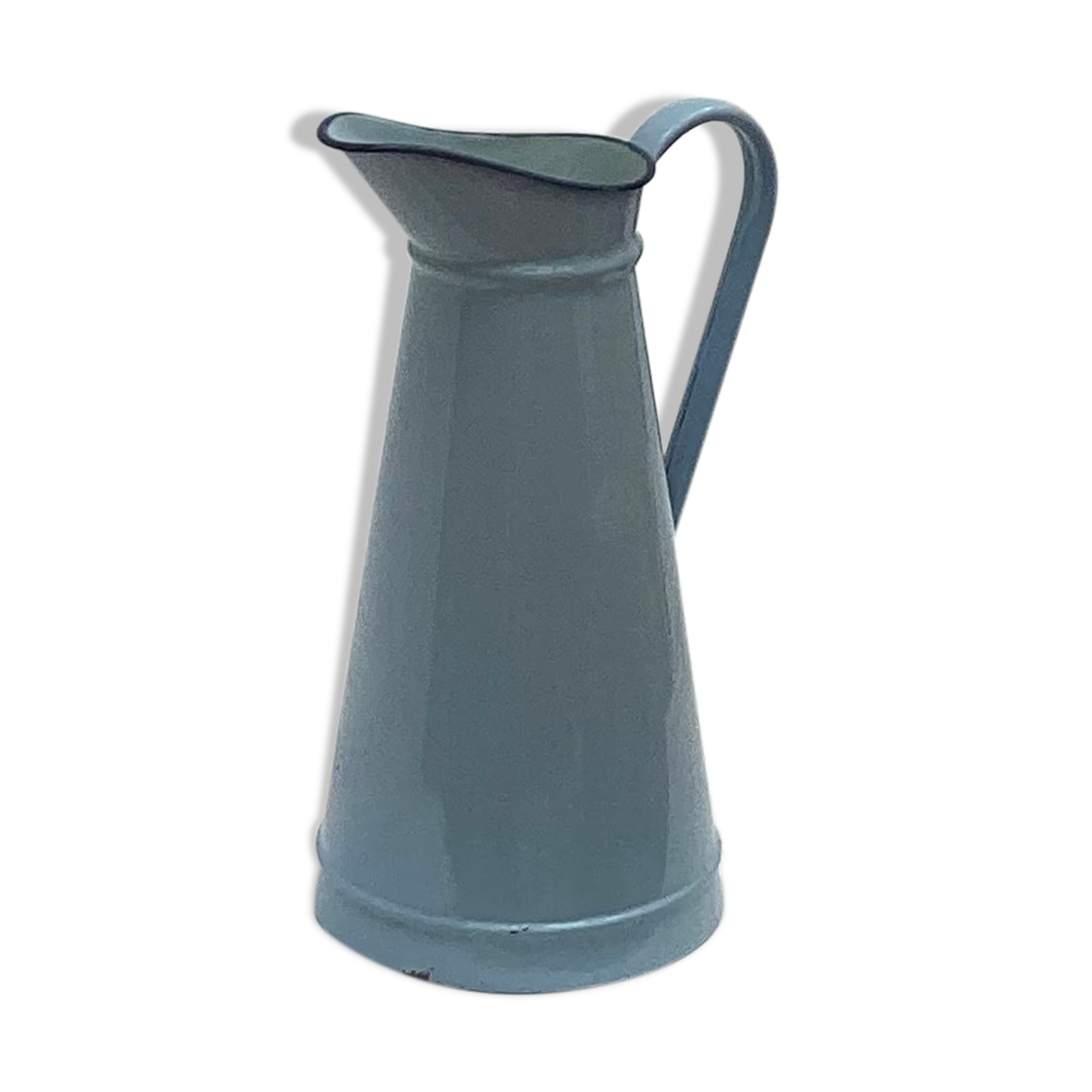Old broc in enamelled sheet metal light blue color
