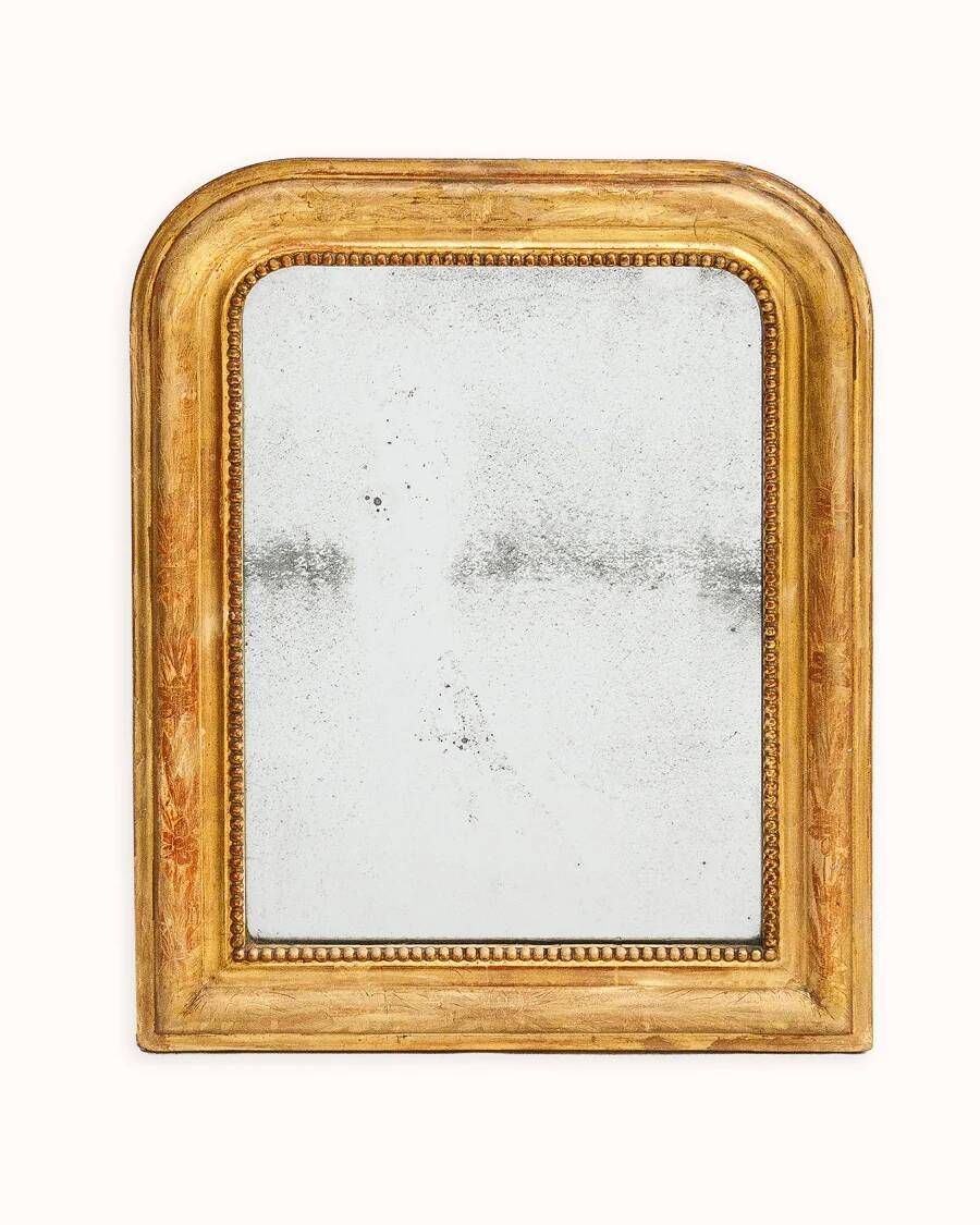 Set of two small French Louis-Philippe gilt red mirrors from the 19th century.