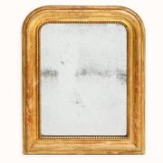 Ensemble de deux petits miroirs Louis-Philippe français dorés rouge du XIXe siècle