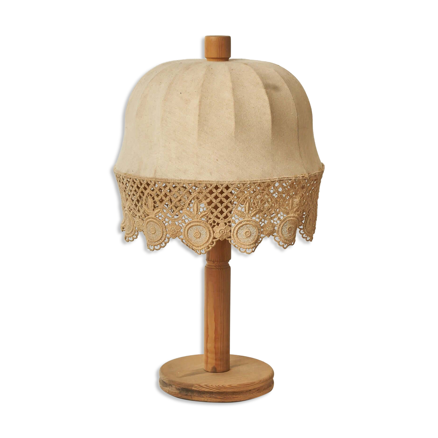 Lampe de table en bois et textile de Suède