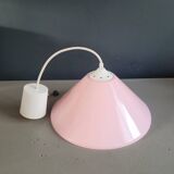 Conical pendant light in pink metal