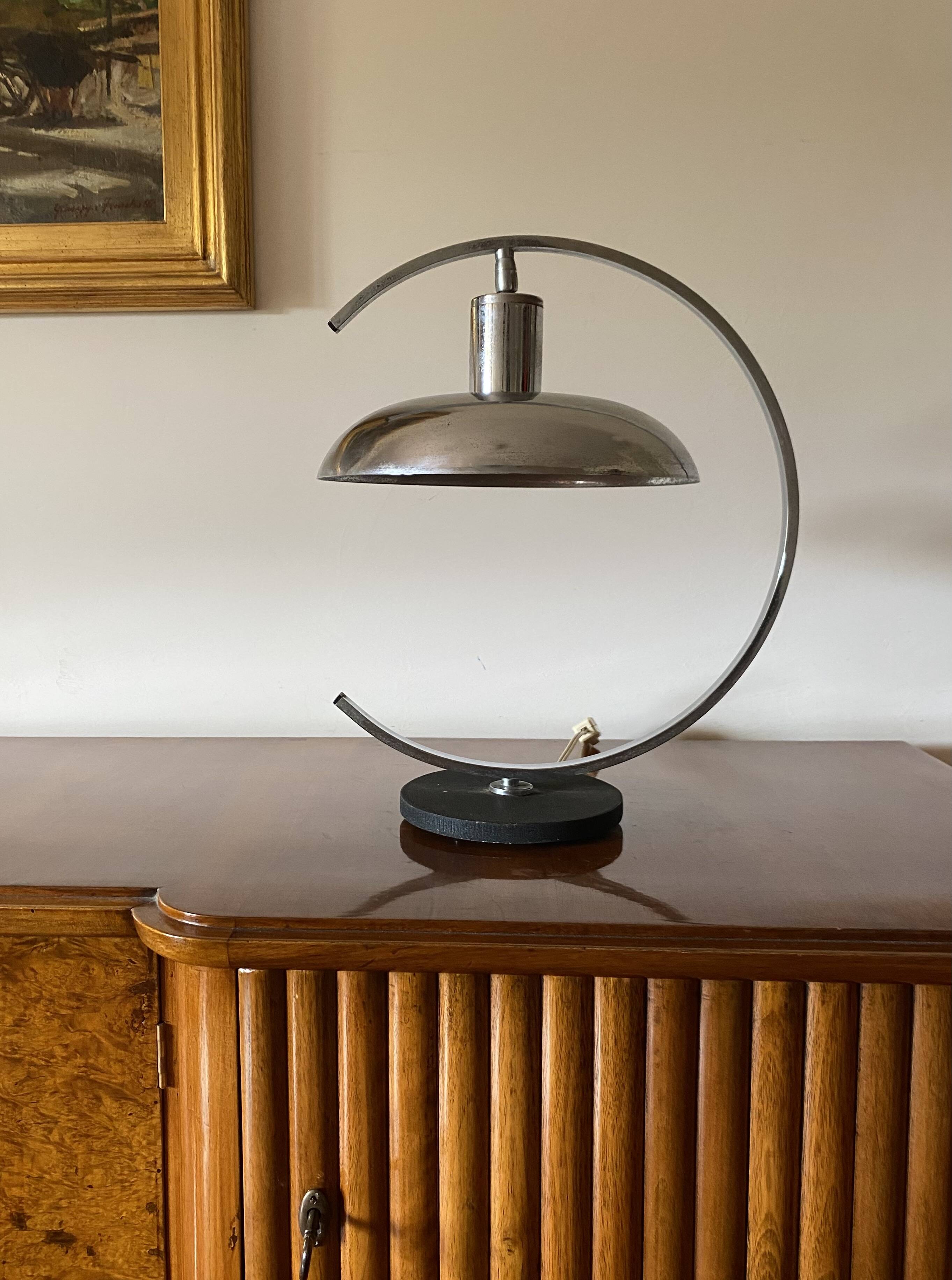 Mid-century modern chromed Table lamp, in the manner of Mariano Fortuny Italy, 1970s