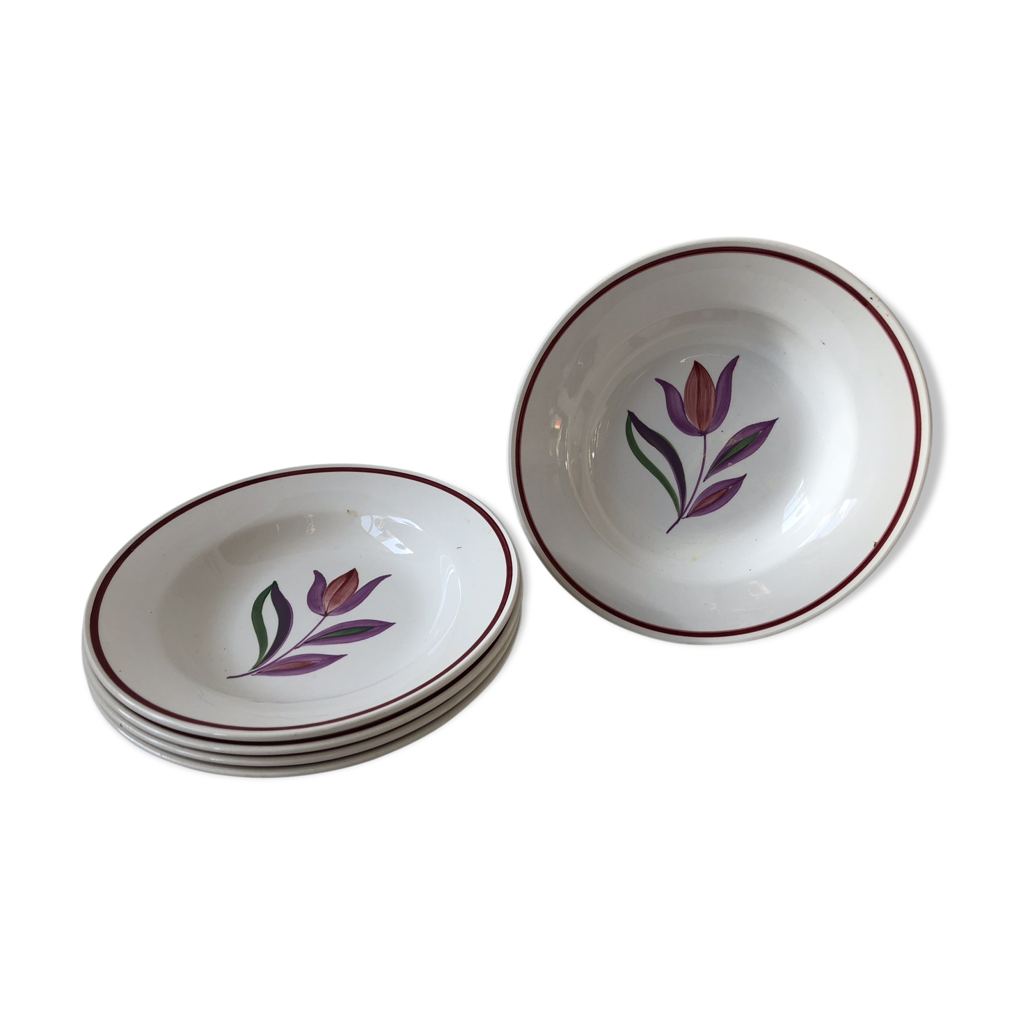 Set of 5 soup plates Digoin Sarreguemines Fanfan