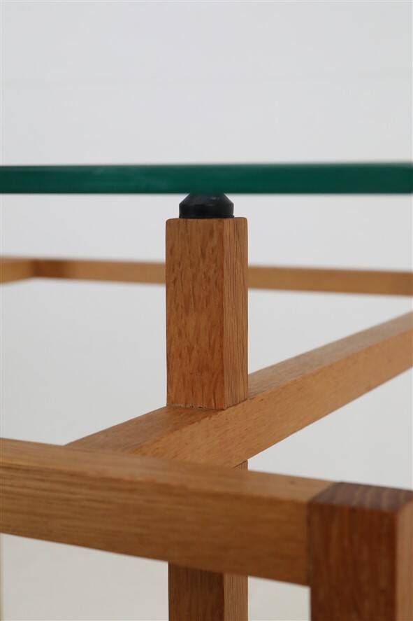 Danish modern coffee table / side table / Henning Nørgaard attributed / oak / glass / 1970s