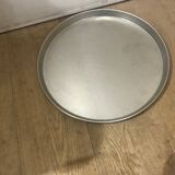 Large round matt steel tray