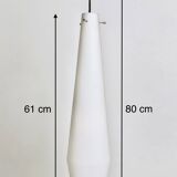 Large Vintage White Encased Glass and Brass Pendant by Stilnovo, Italy