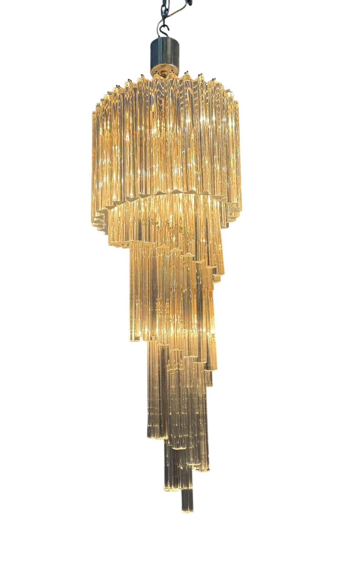 Large Murano Glass Trilobi Chandelier, Italy, 1960s