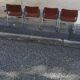 Set de 4 chaises vintage chrome et tissu marron