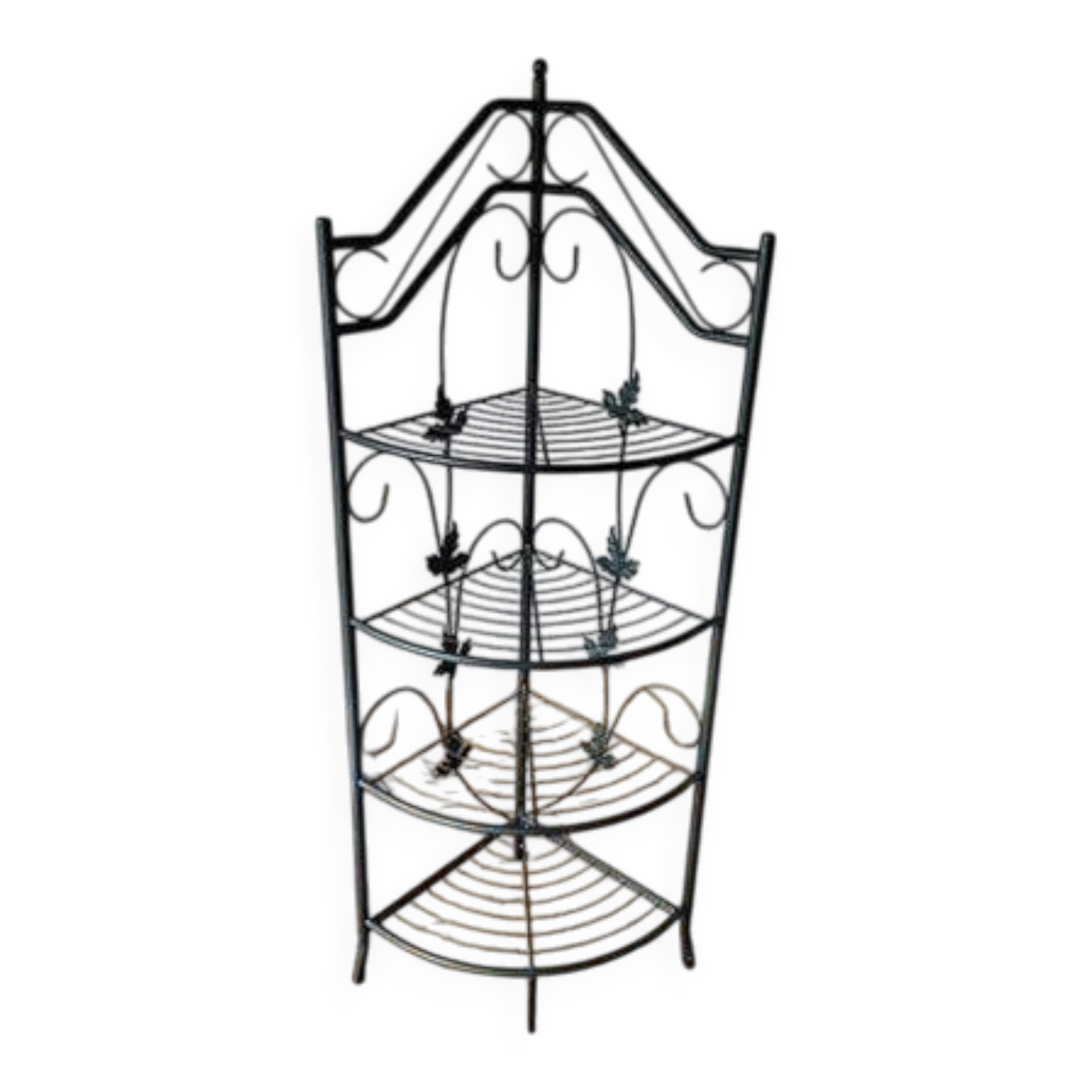 Dark green wrought iron shelf