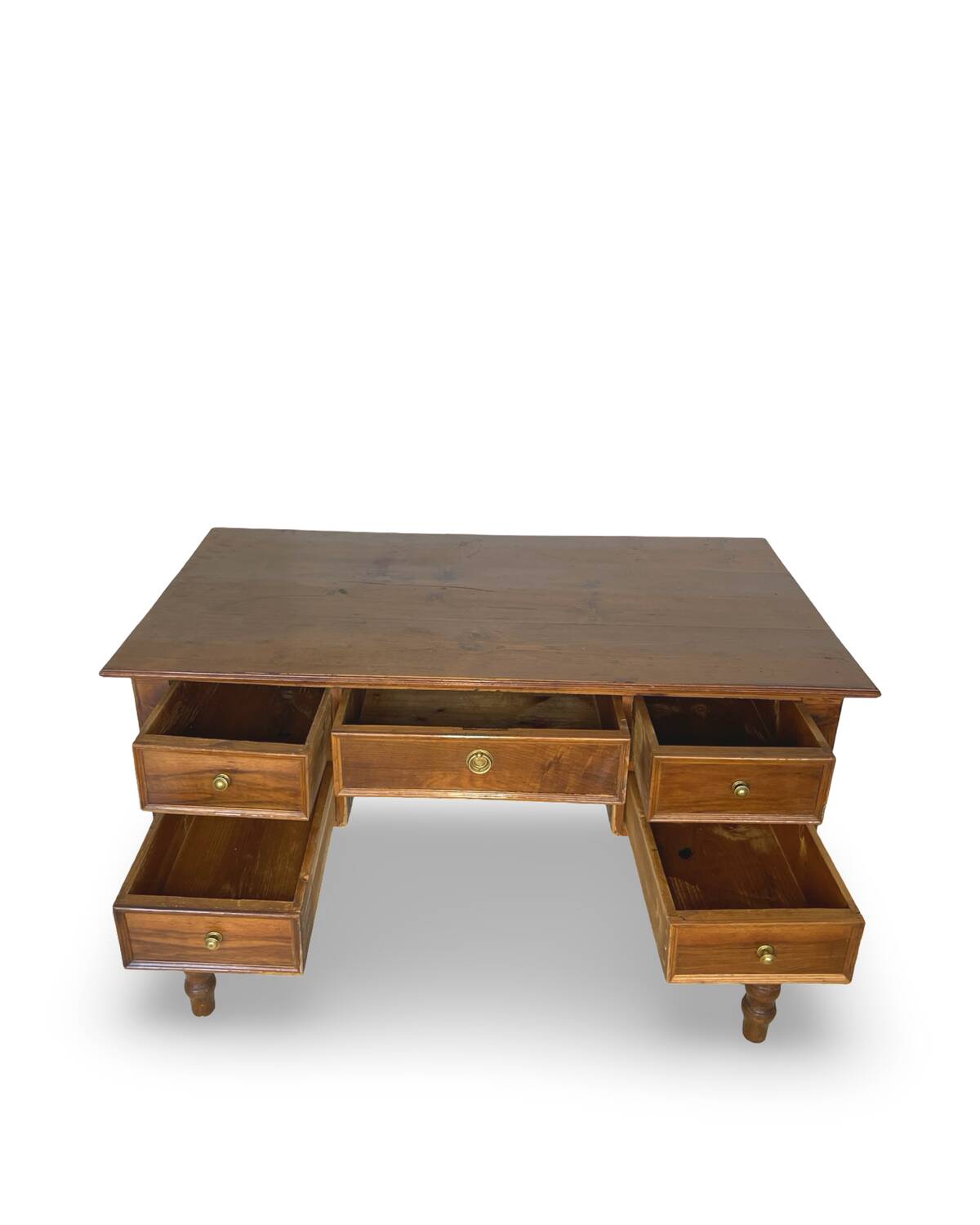 Italian pine wood centre writing desk from the 1960s, a reproduction o