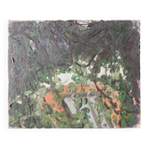 Art brut painting view of a garden 70s vintage