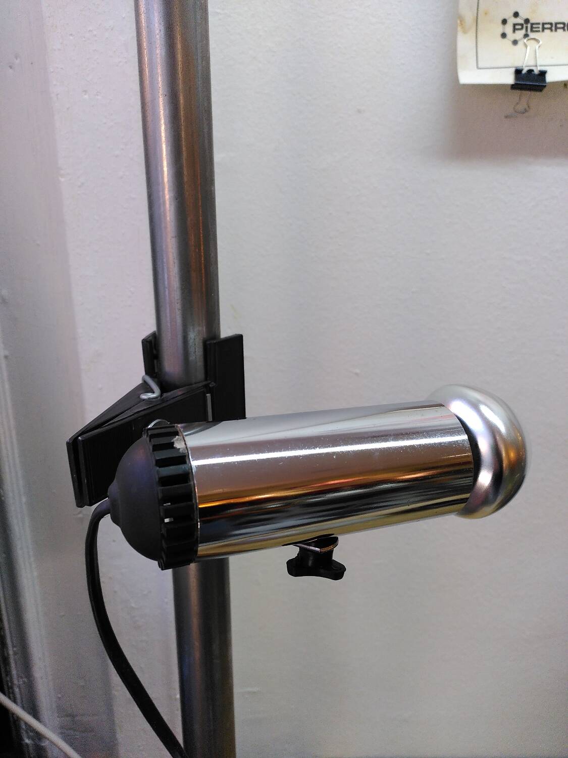 Chrome clip-on spotlight, made in Italy