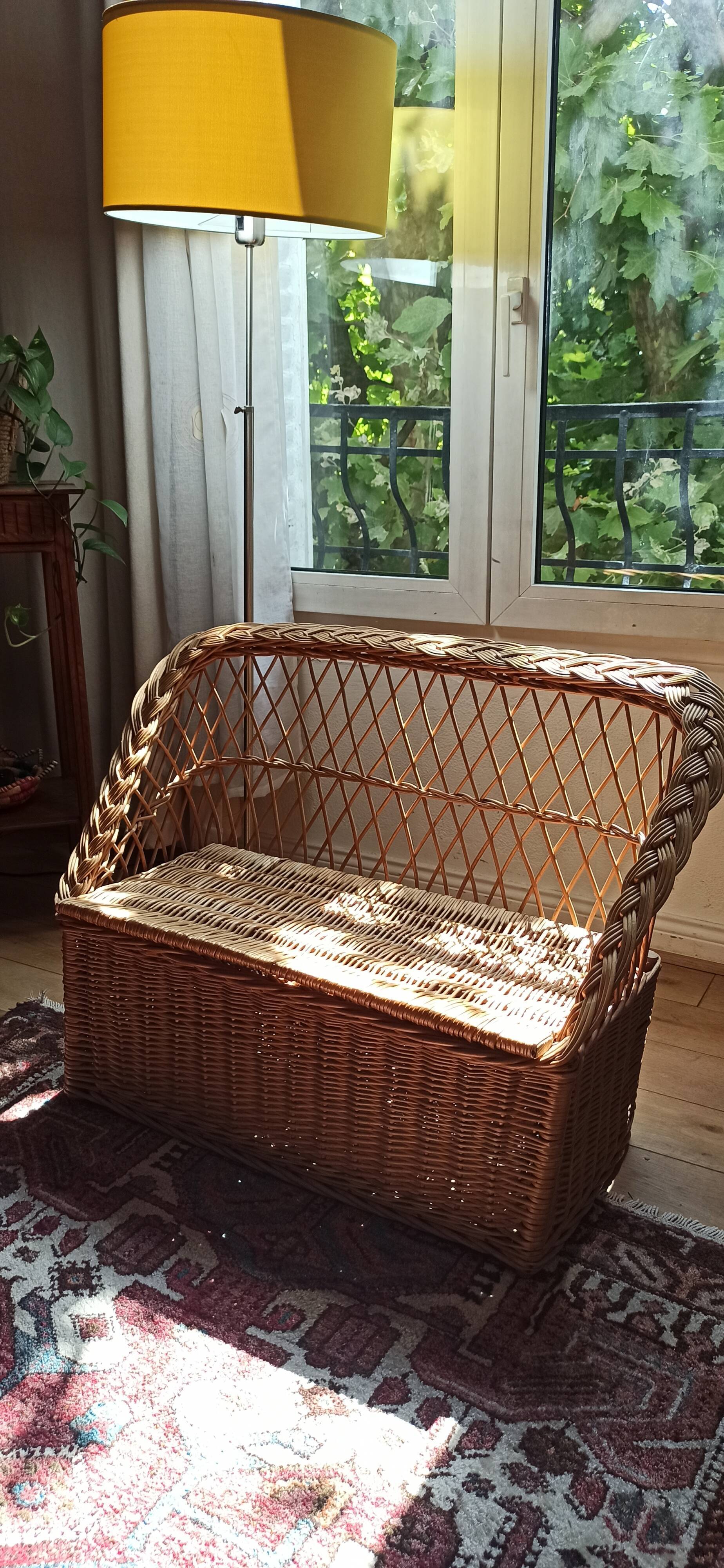 Vintage wicker chest bench