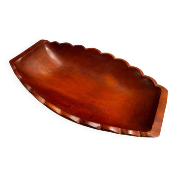 Coupe/ Vide Poche Vintage en Bois Sculpté Rougeâtre - 41 / 25 / H 8 cm
