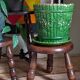 Low tripod stool in vintage turned solid wood