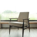 Vintage armchair in light beige corduroy designed by H. Lis.