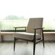 Vintage armchair in light beige corduroy designed by H. Lis.