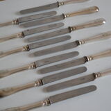 12 dessert knives old metal silver monogram