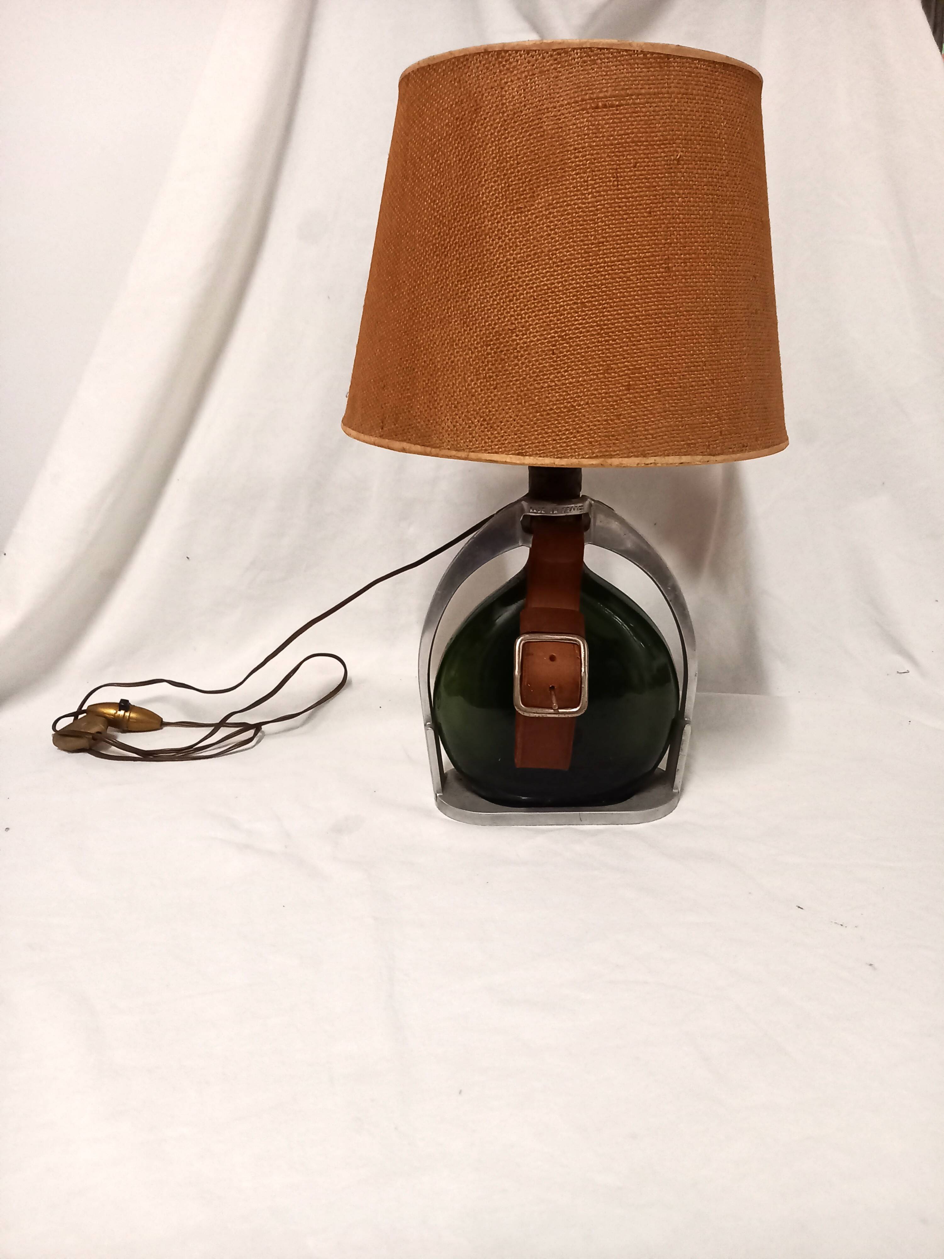 Ducastaing Armagnac bottle lamp with stirrup, 1960s