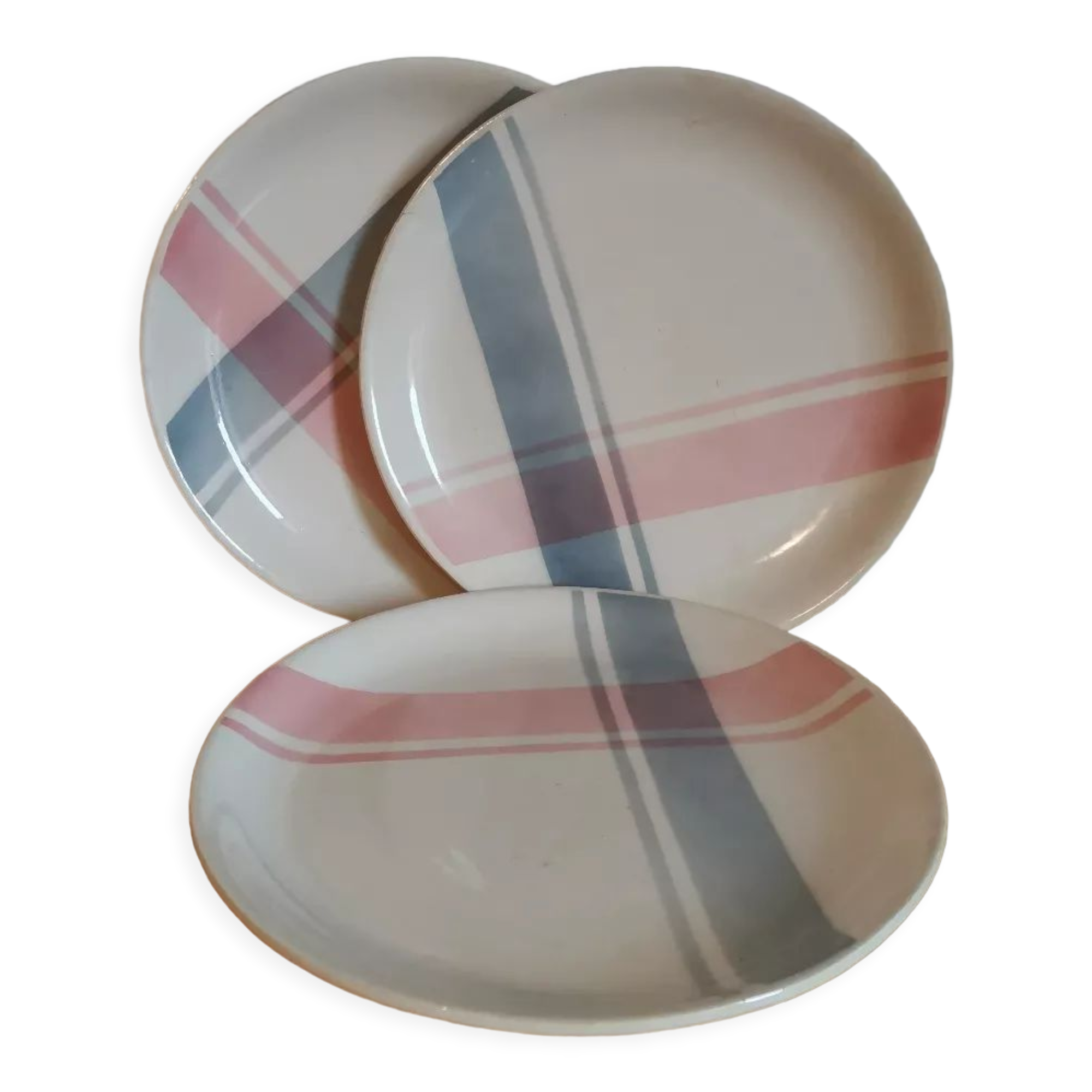 Set of 3 vintage plates vichy tile Moulin des Loups orchies under email