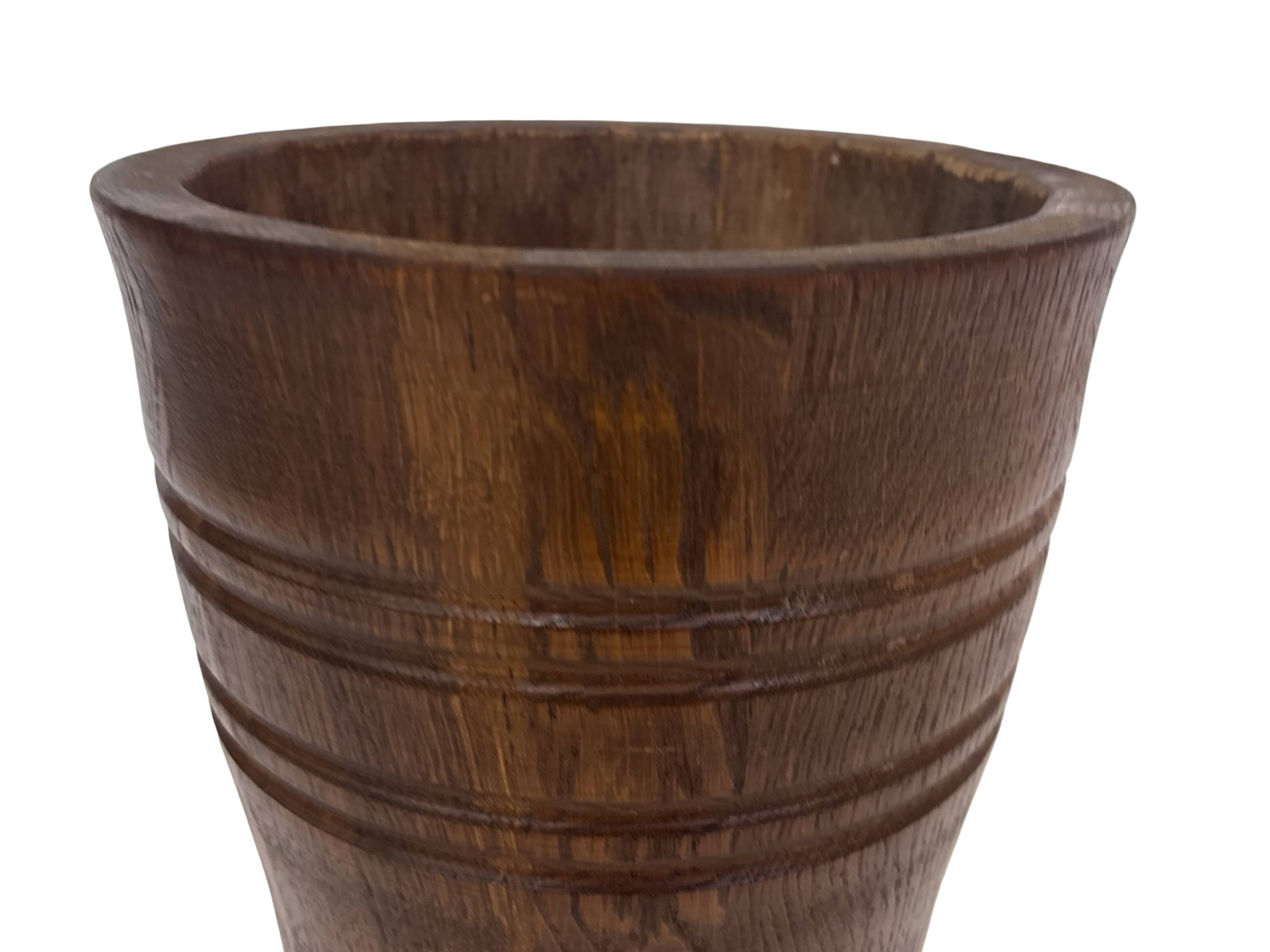 Vintage umbrella stand - holder oak basket storage design 60's minimalist