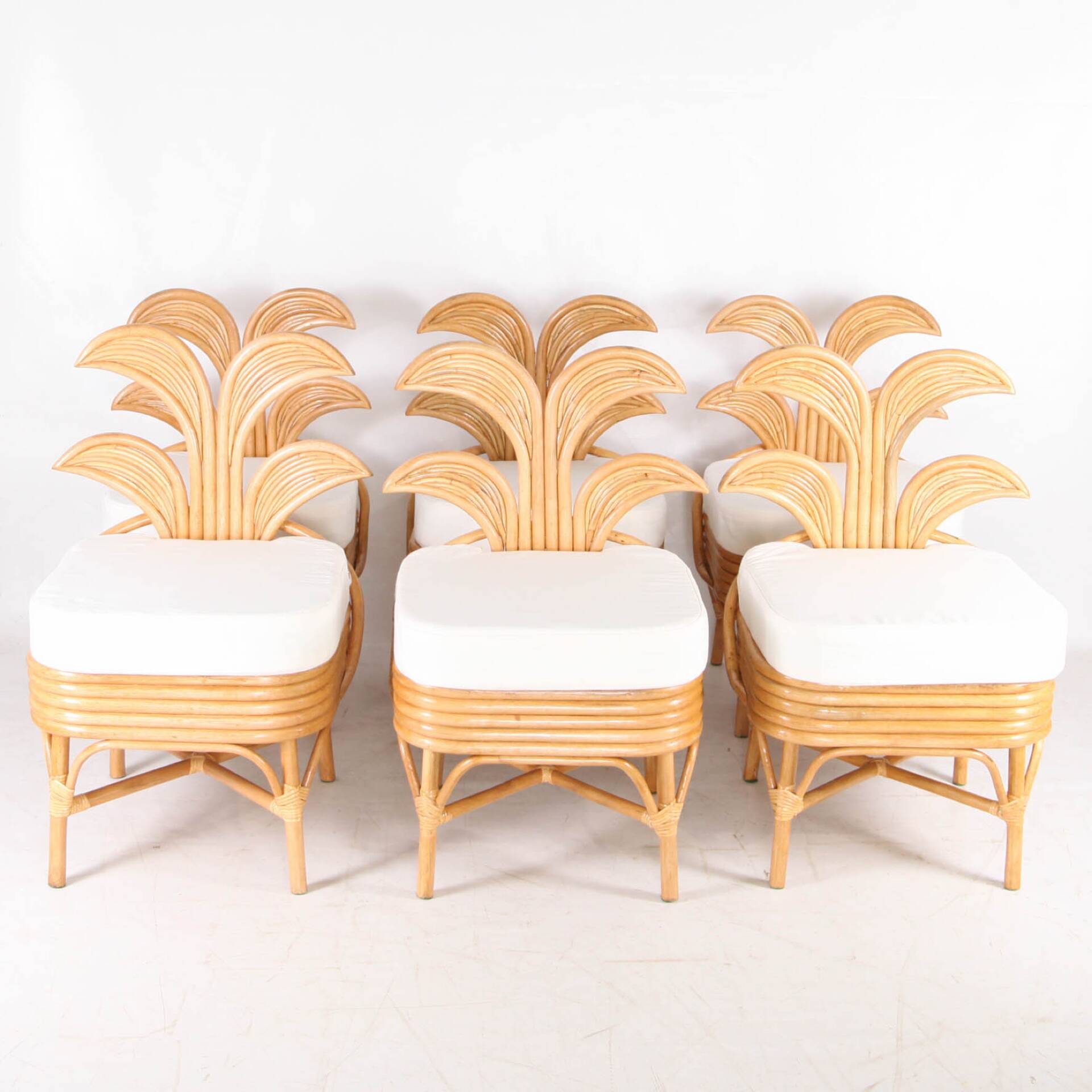 Set of 6 rattan chairs "palm tree"