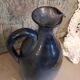 Vintage French clay carafe, glazed in different blues
