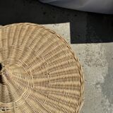 Small suspension, rattan luminaire in hat shape D:60cm