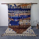 Beni Ouarain “Mosaic” Rug, Deep Blue and Earth, Artist's Piece 3x2M