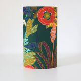 Lampe à poser, pied Bois sculpté Mid-Century,  et Abat-jour Jungle Florale