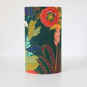 Table lamp, Mid-Century carved wood base, and Jungle Floral lampshade