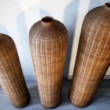 3 old traps in braided rush, basketry 20 th
