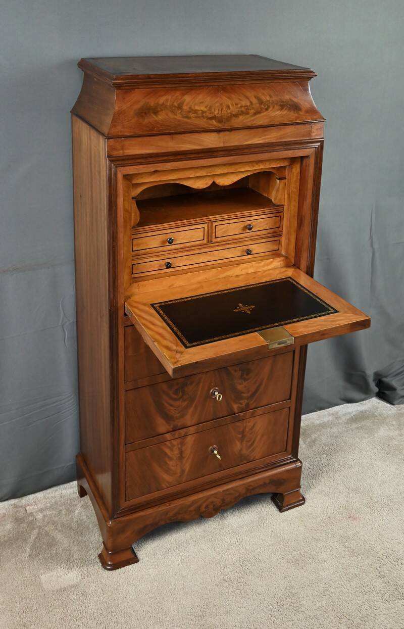 Small Secretary/Chiffonier in Mahogany Burl and Lemonwood – 1900
