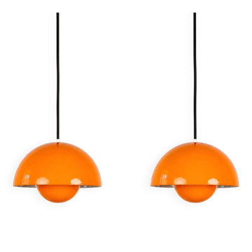Pair of 2 vintage Danish Flowerpot lamps by Verner Panton, Louis Poulsen