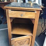 Solid wooden bedside with floral decoration
