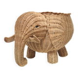 Rattan basket cache pot elephant 60s