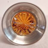 Jarrón de cristal con base de plata. Italia, 1970s
