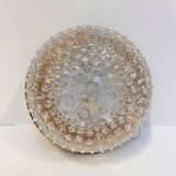 Gold colored glass ceiling or wall lamp in Hollywood style, 1970s