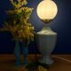 Vintage table lamp in blue ceramic and white opaline.