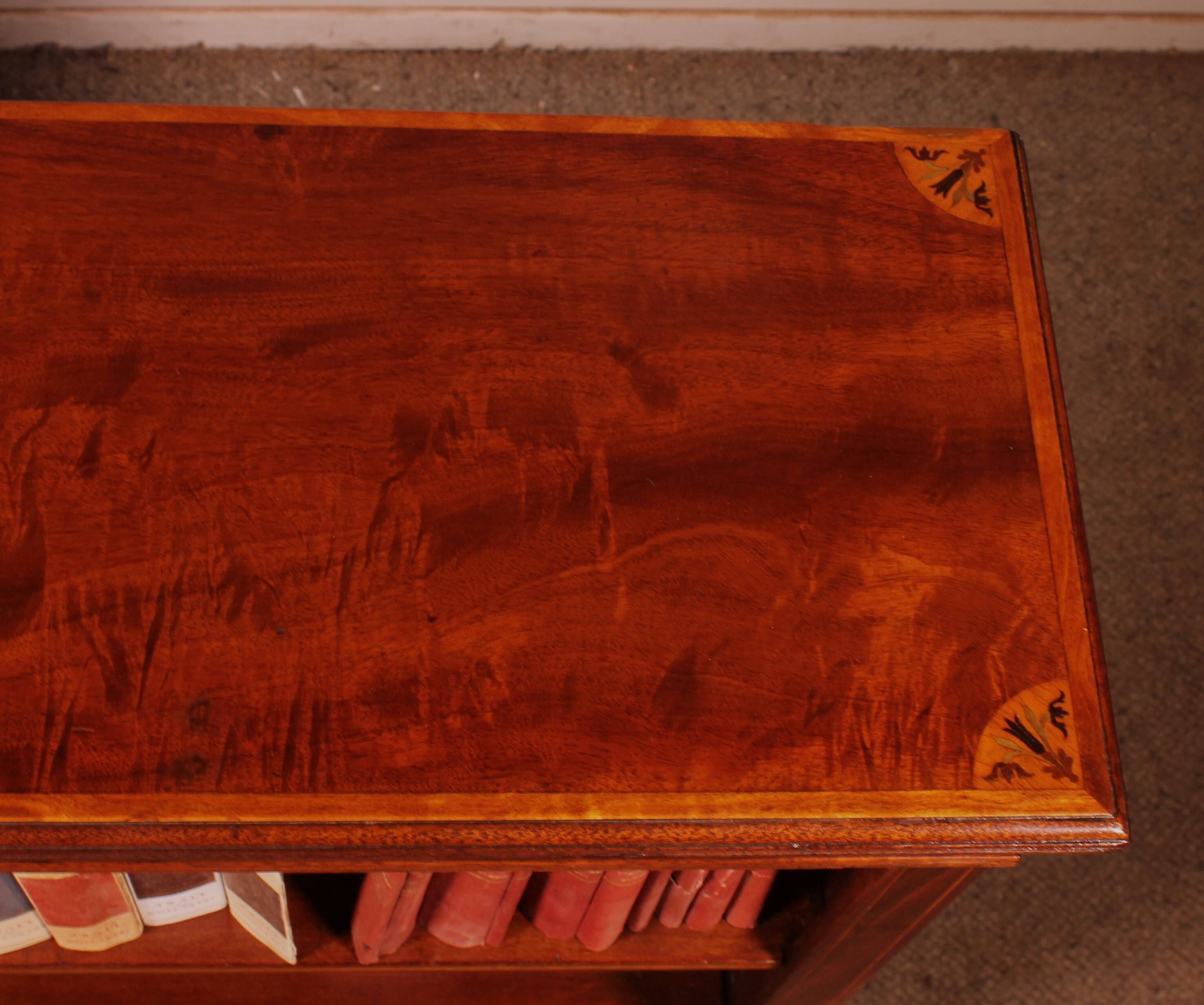 open mahogany library with inlays - 19th century