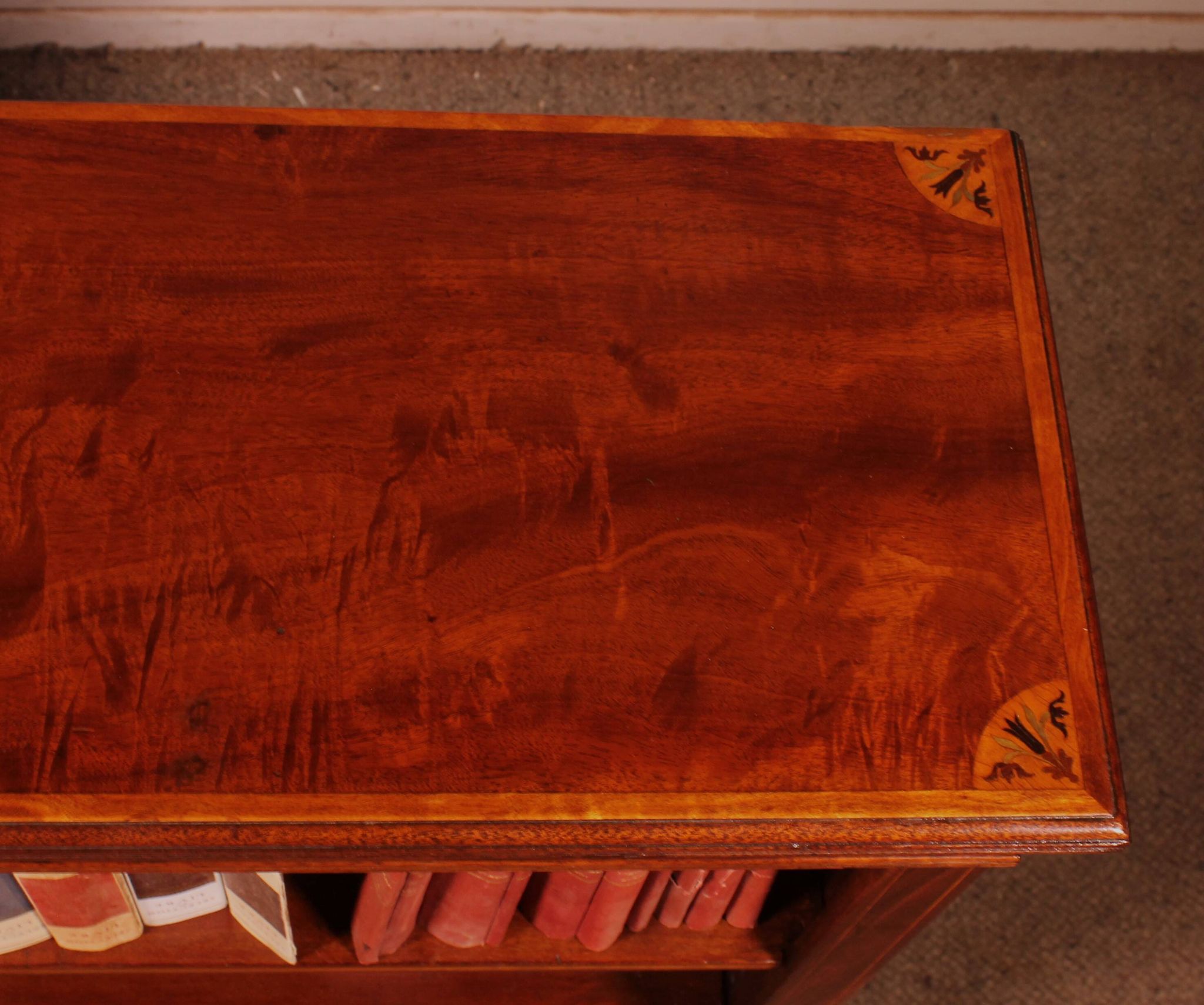open mahogany library with inlays - 19th century