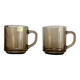 2 Arcoroc France smoked glass mugs