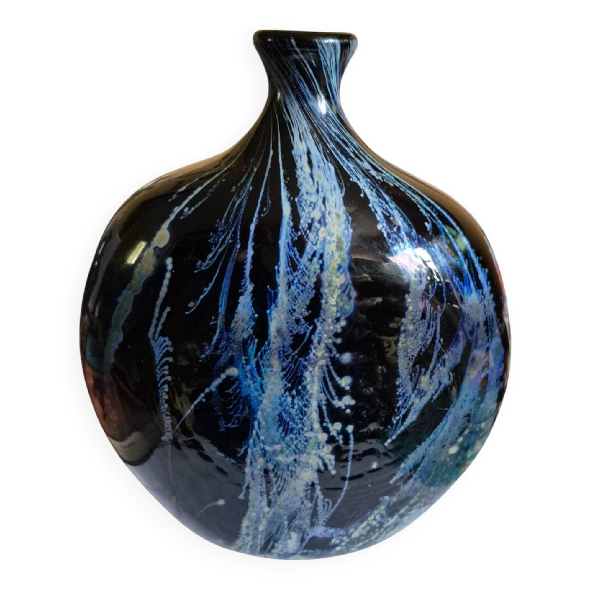 vase oblong larochére noire et bleu avec  XX siècle