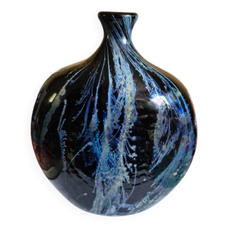 vase oblong larochére noire et bleu avec  XX siècle
