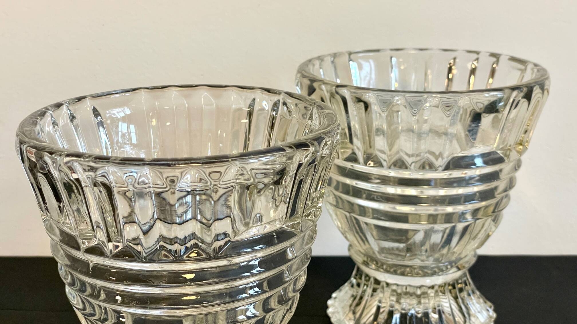 Paire vases géométriques semi-cristal vintage