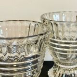 Pair of vintage geometric semi-crystal vases