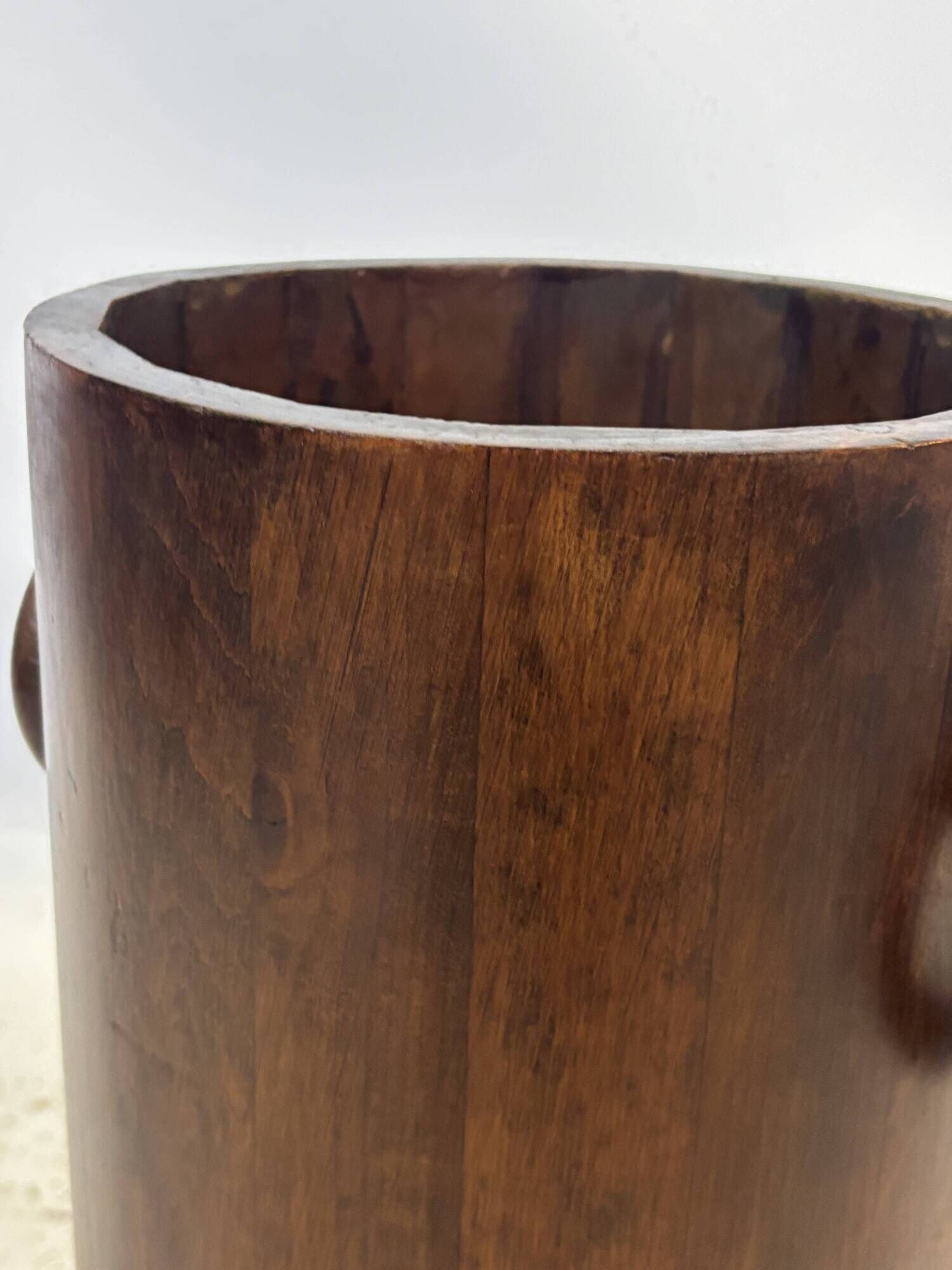 Vintage Wooden Cylinder Umbrella Stand, 1960s minimalist design