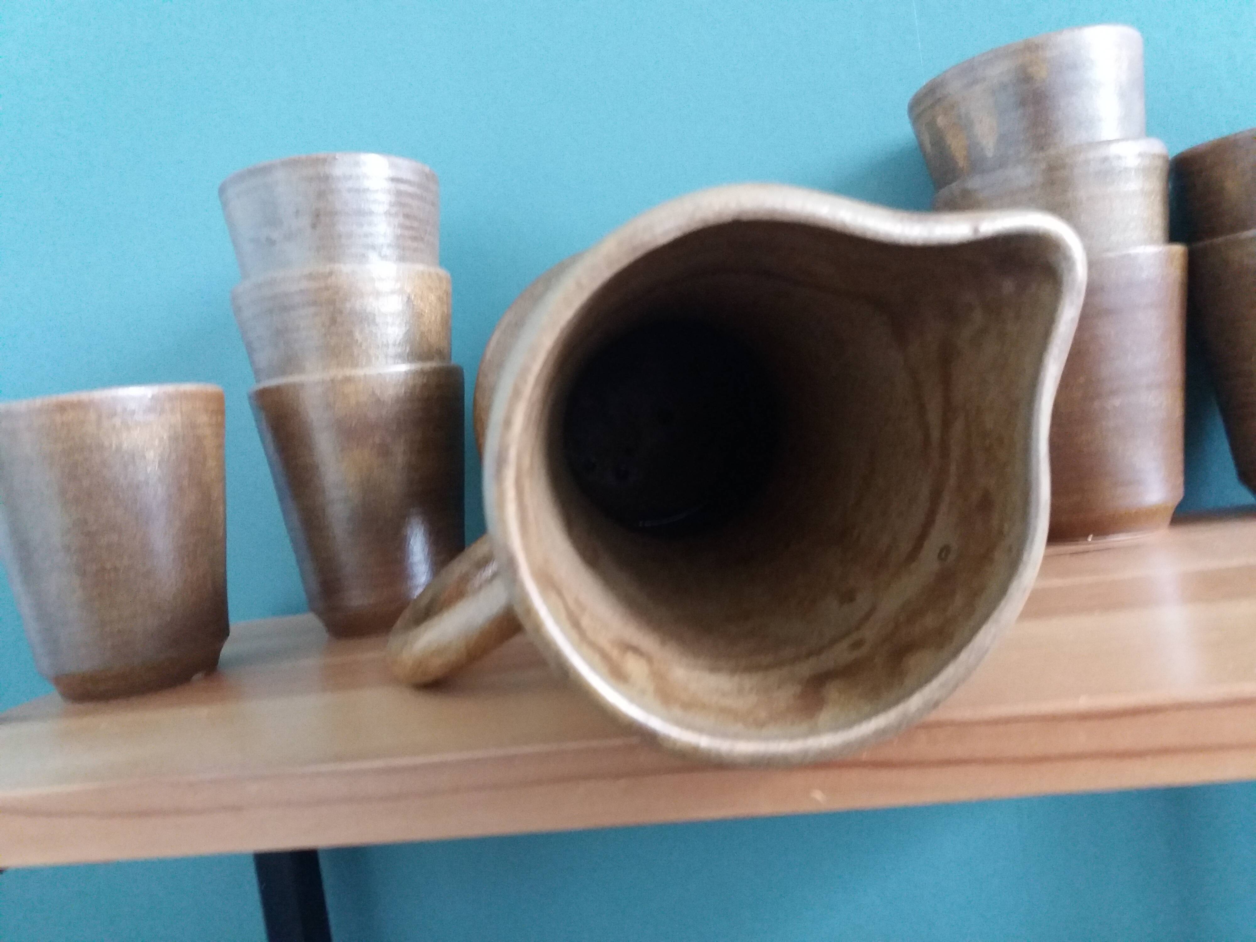 Digoin stoneware cider or orangeade service