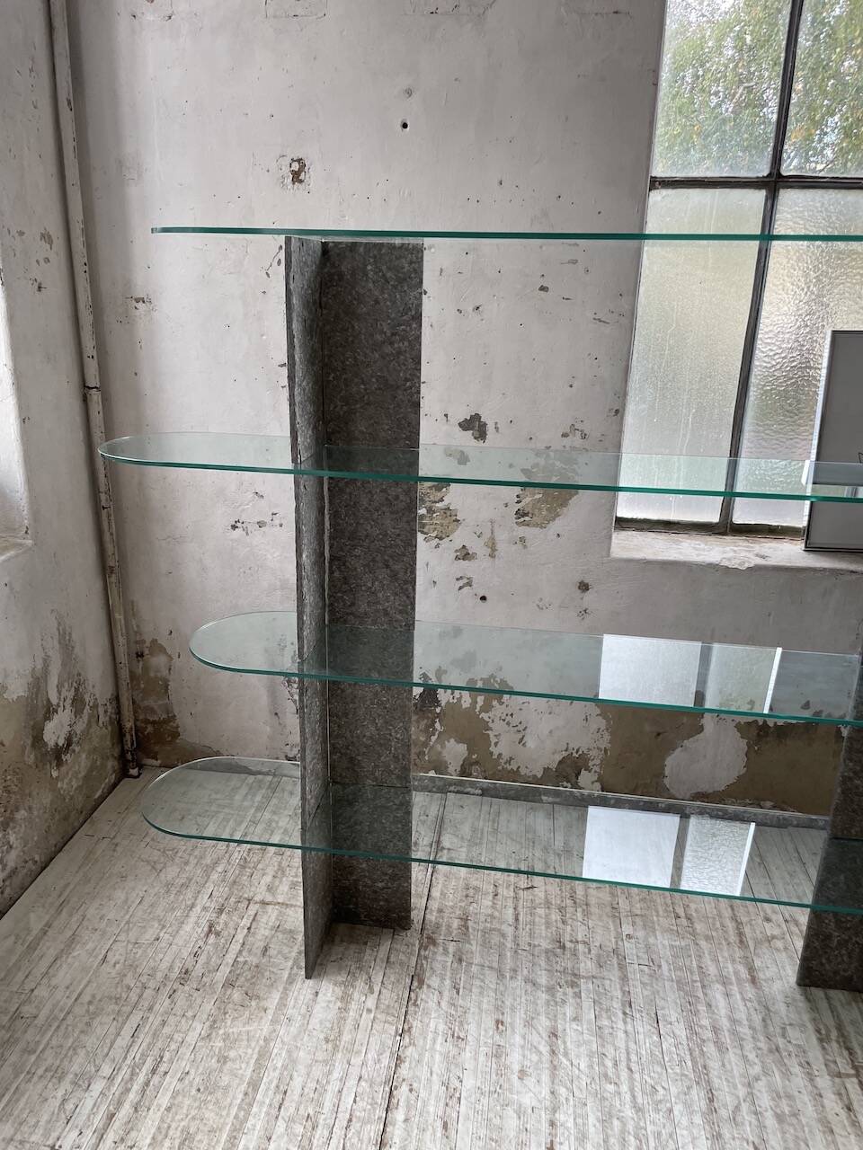 Roche Bobois stone and glass sculpture shelf 1970s