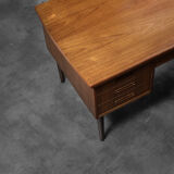 Vintage classic mid-century danish scandinavian modern teak bilateral desk, 1960s